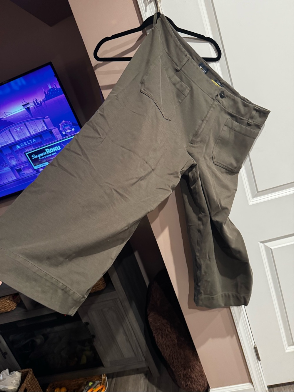 Maeve Olive Green cropped High-Rise Pants